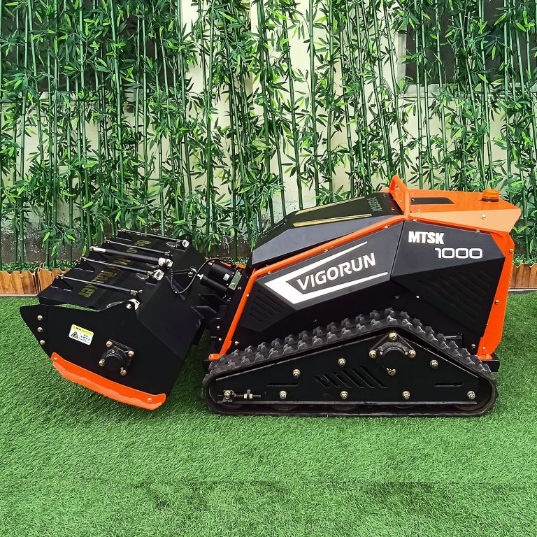 CE EPA godkendt benzinmotor fjernbetjening afstand 100 m sporet fjerndrevet græsplæne mulcher